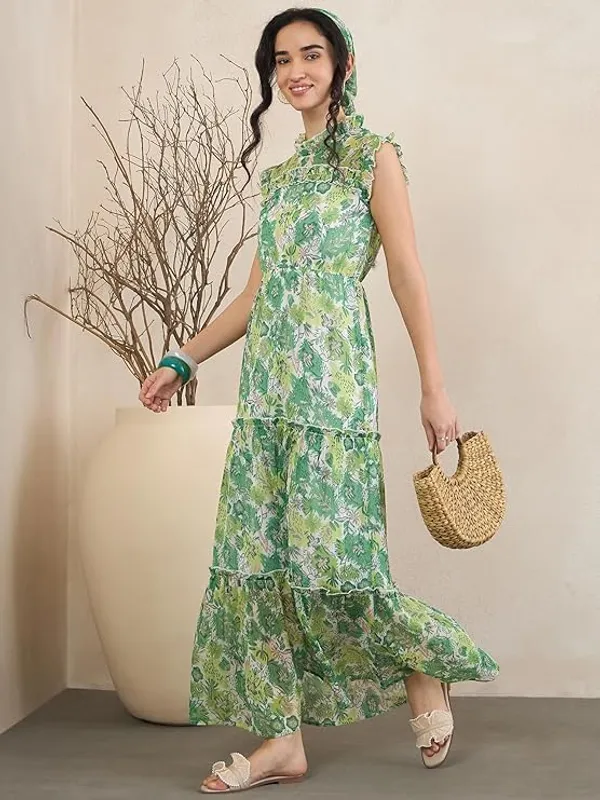 Women_S_Floral_Print_Chiffon_Maxi_Dress_Tiered_With_Ruffle_Neck_Sleeveless
