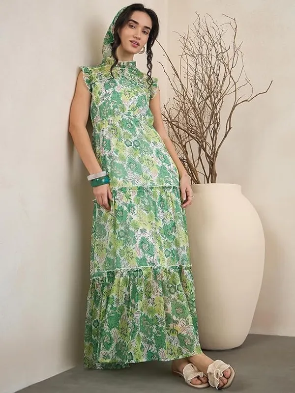 Women_S_Floral_Print_Chiffon_Maxi_Dress_Tiered_With_Ruffle_Neck_Sleeveless