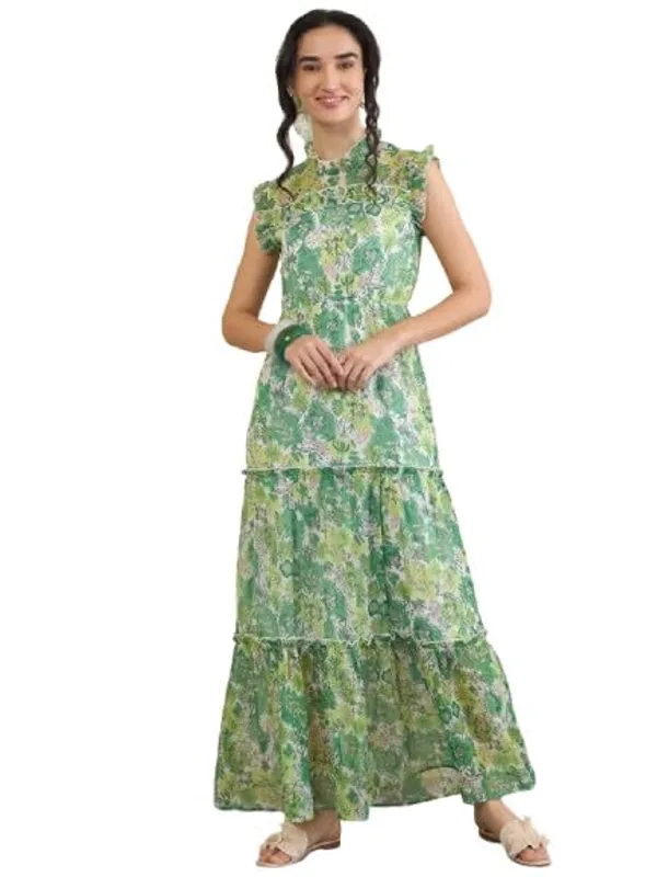 Women_S_Floral_Print_Chiffon_Maxi_Dress_Tiered_With_Ruffle_Neck_Sleeveless