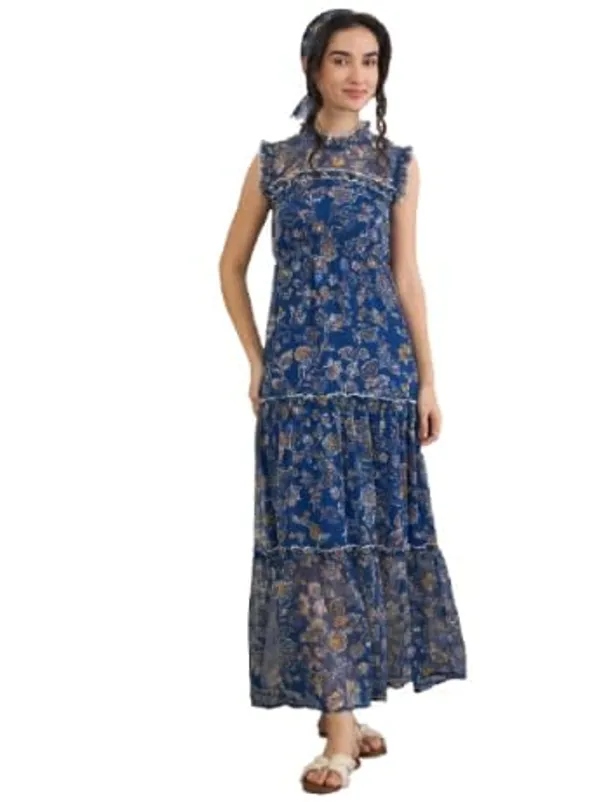Women_S_Floral_Print_Chiffon_Maxi_Dress_Tiered_With_Ruffle_Neck_Sleeveless