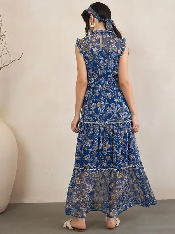 Women_S_Floral_Print_Chiffon_Maxi_Dress_Tiered_With_Ruffle_Neck_Sleeveless