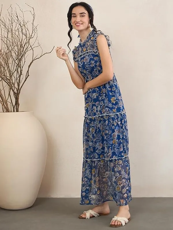 Women_S_Floral_Print_Chiffon_Maxi_Dress_Tiered_With_Ruffle_Neck_Sleeveless