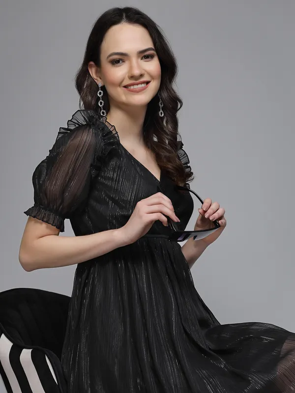 Black_Lurex_Fit_And_Flare_Dress_for_Women