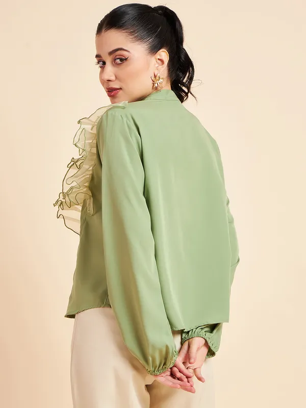 Green_Ruffled_Long_Sleeve_Blouse_for_Women