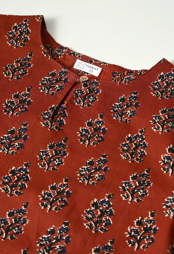 Rust_Printed_Straight_Kurti_for_Women