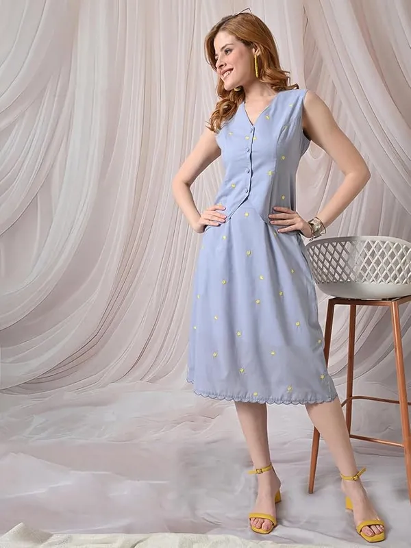 Women's_Light_Blue_A-Line_Midi_Skirt_with_Yellow_Floral_Embroidery,_Elastic_Waist,_Scallop_Hem