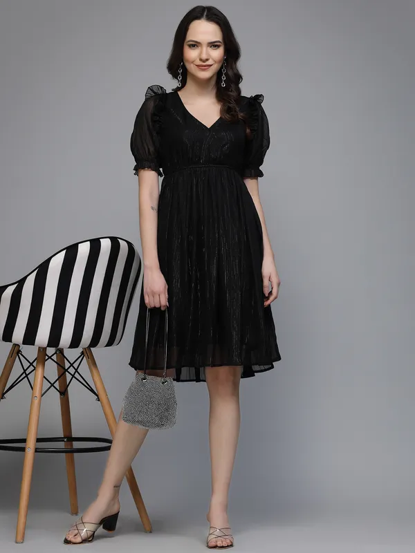 Black_Lurex_Fit_And_Flare_Dress_for_Women