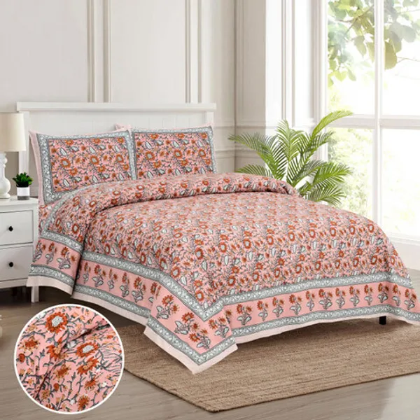 Pink_Floral_Print_King_Size_Bedsheet_Set