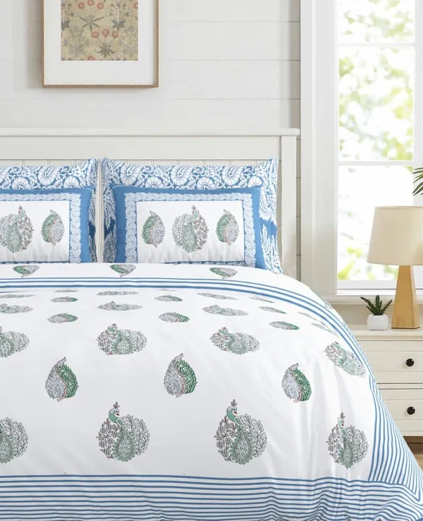 Blue_Peacock_Print_King_Size_Bedsheet