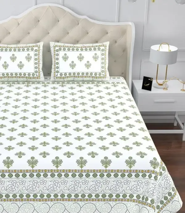 Green_Floral_Print_King_Size_Bedsheet