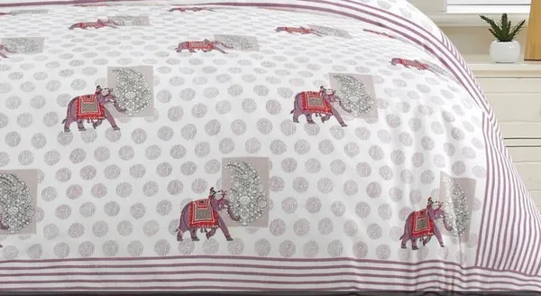Mauve_Printed_Elephant_Pattern_King_Size_Bedsheet