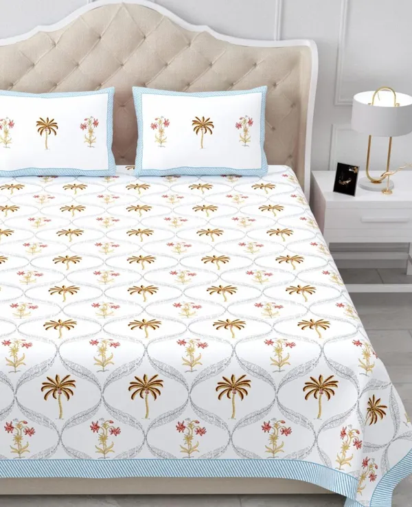 Blue_Printed_Floral_King_Size_Bedsheet_Set