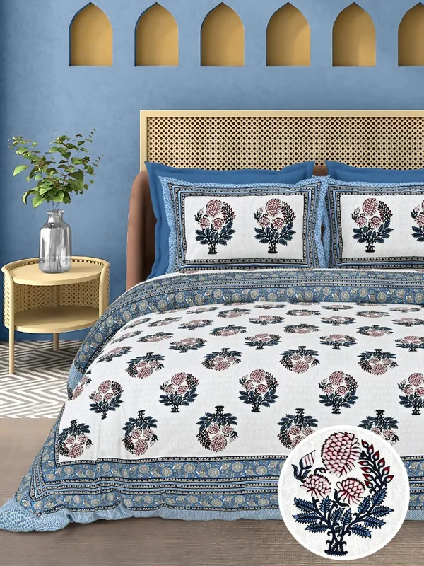 Navy_Blue_Floral_Printed_King_Size_Bedsheet_Set