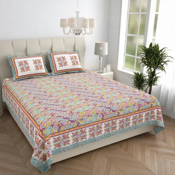 Pink_Floral_Print_King_Size_Bedsheet
