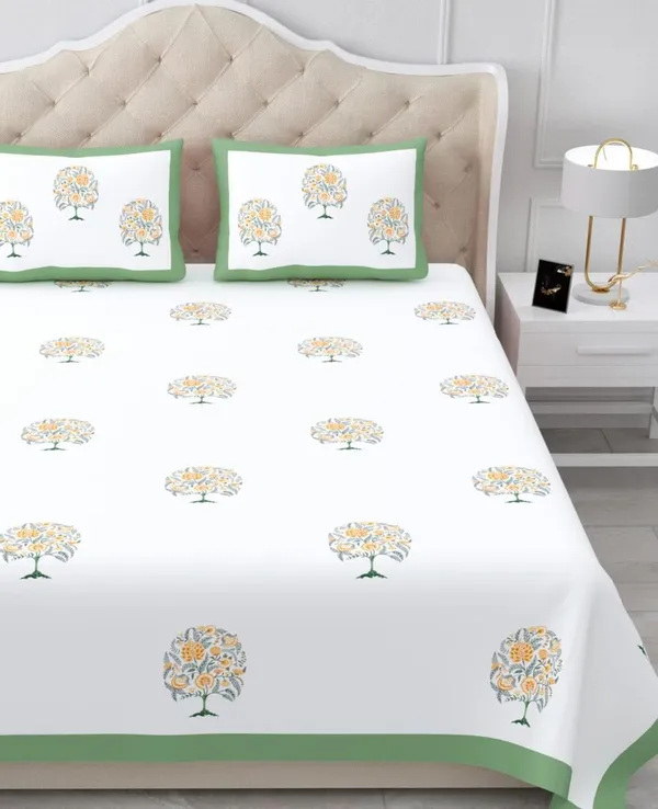 Emerald_Green_Floral_Print_King_Size_Bedsheet_Set