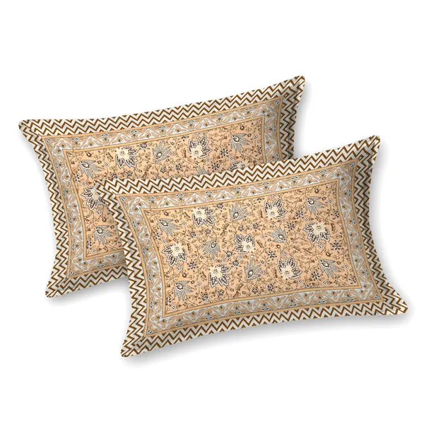 Orange_Floral_Print_King_Size_Bedsheet_Set