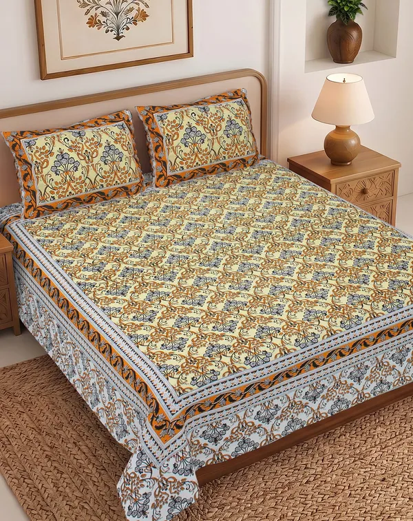 Floral_Print_Queen_Size_Bedsheet_Set_Thread_Count_140_GSM_200