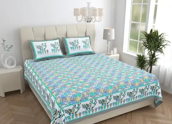Blue_Floral_Printed_King_Size_Bedsheet