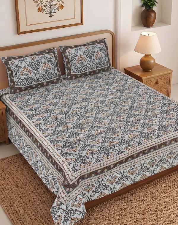 Printed_Floral_Pattern_Queen_Size_Bedsheet_Set_Thread_Count_140_GSM_200