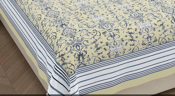 Yellow_Floral_Paisley_Print_King_Size_Bedsheet