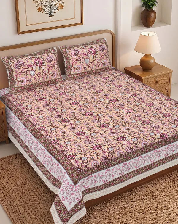 Floral_Print_Queen_Size_Bedsheet_Set_Thread_Count_140_GSM_200