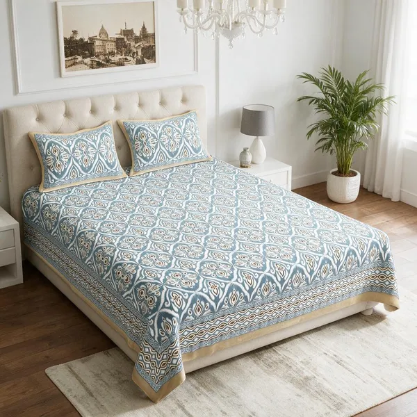 Powder_Blue_Printed_King_Size_Bedsheet