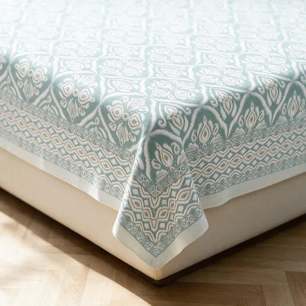 Blue_Traditional_Floral_Print_King_Size_Bedsheet_Set