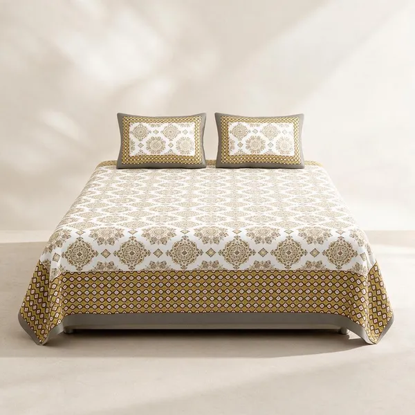 Mustard_Gold_Geometric_Print_King_Size_Bedsheet