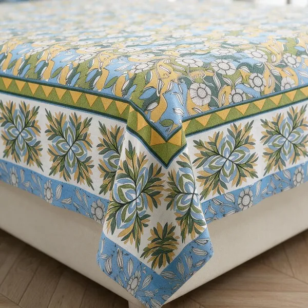 Olive_Yellow_Floral_Print_King_Size_Bedsheet