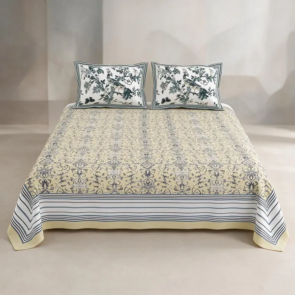 Yellow_Floral_Paisley_Print_King_Size_Bedsheet