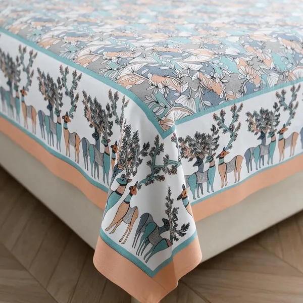 Peach_Floral_Printed_King_Size_Bedsheet