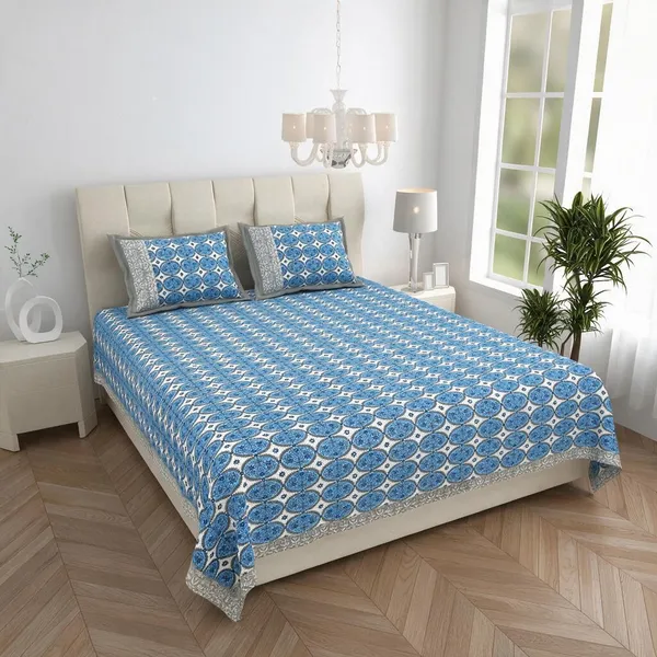 Blue_Geometric_Print_King_Size_Bedsheet