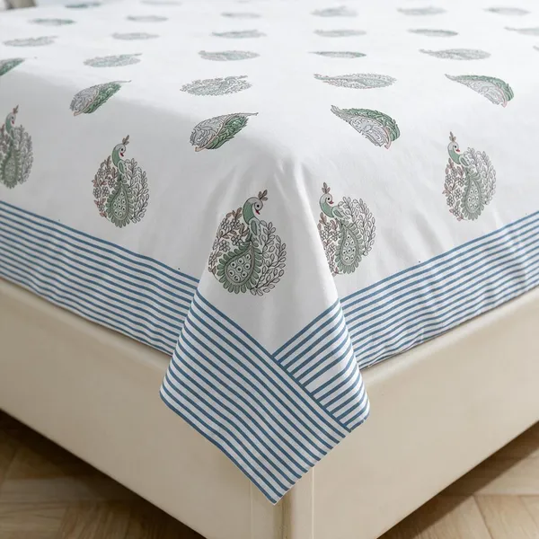 Blue_Peacock_Print_King_Size_Bedsheet