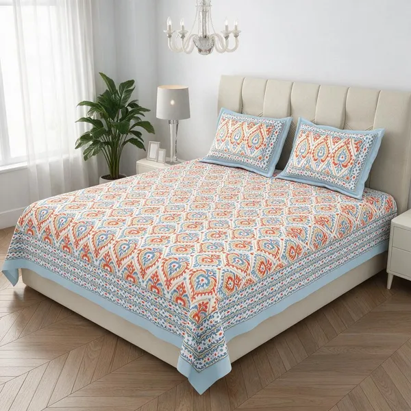 Cobalt_Blue_Traditional_Paisley_Print_King_Size_Bedsheet
