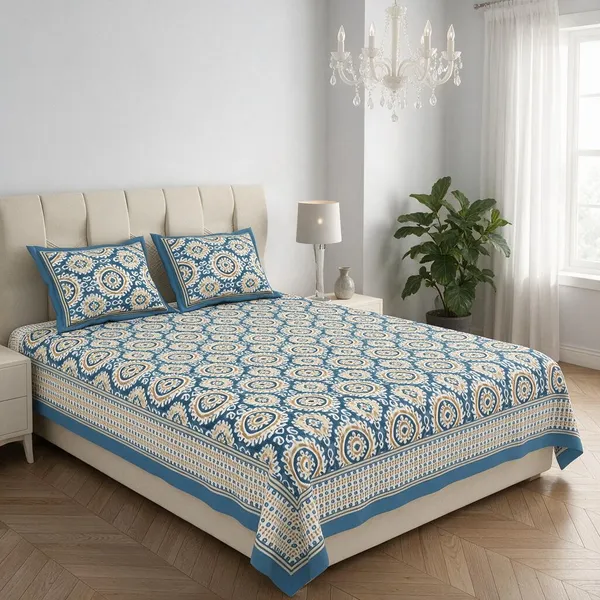 Blue_Traditional_Print_King_Size_Bedsheet
