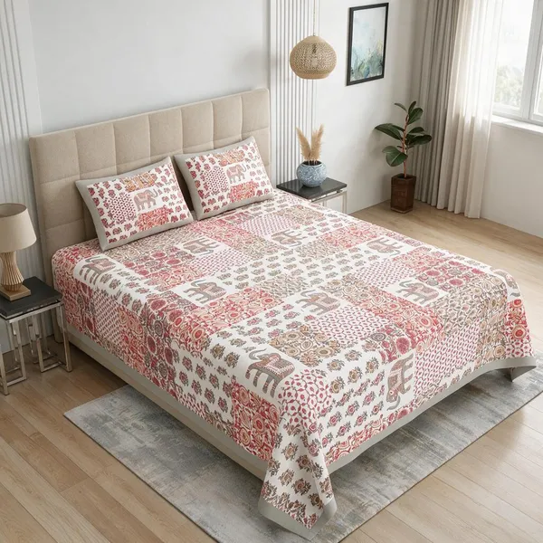Dusty_Pink_Floral_Printed_King_Size_Bedsheet