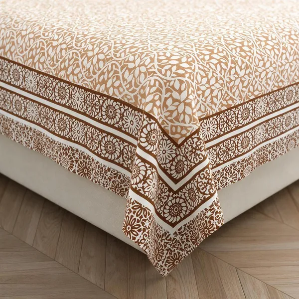Peach_Printed_Floral_King_Size_Bedsheet