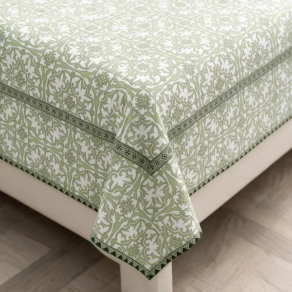Green_And_White_Floral_Print_King_Size_Bedsheet