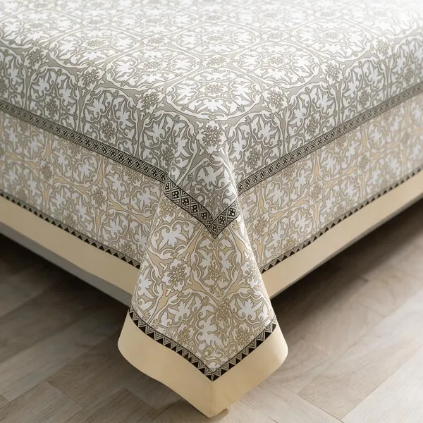 Taupe_Damask_Print_King_Size_Bedsheet