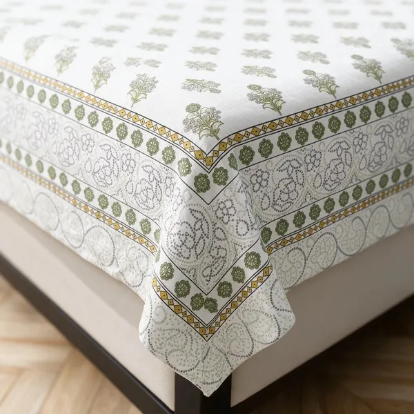 Green_Floral_Print_King_Size_Bedsheet