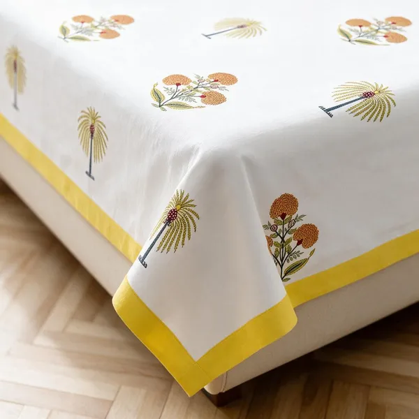 Golden_Yellow_Botanical_Floral_Print_King_Size_Bedsheet