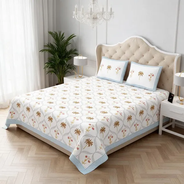 Blue_Printed_Floral_King_Size_Bedsheet_Set