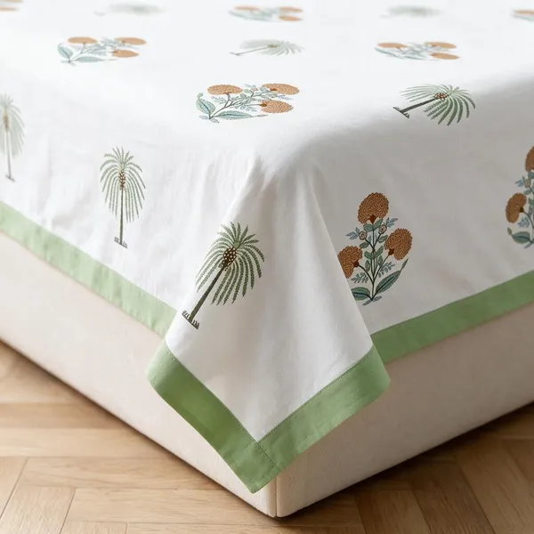 Green_And_White_Botanical_Print_King_Size_Bedsheet