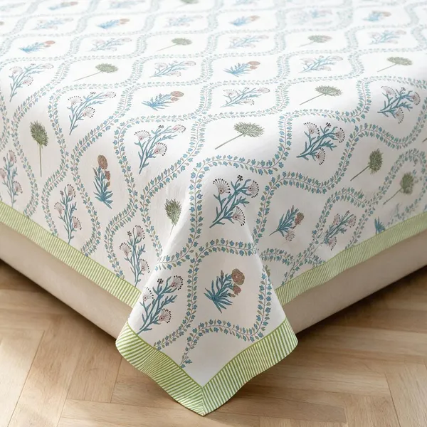 Mint_Green_Floral_Botanical_Print_King_Size_Bedsheet