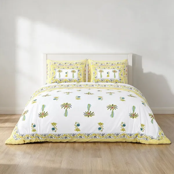 Yellow_Floral_Print_King_Size_Bedsheet