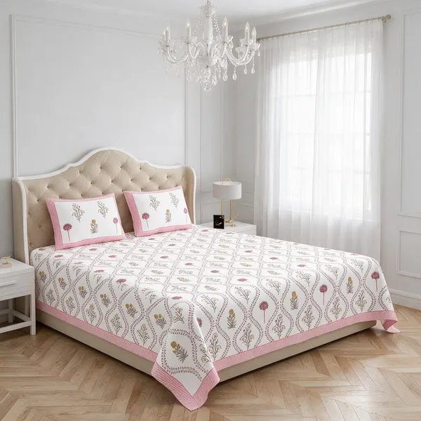 Rose_Pink_Printed_Floral_Pattern_King_Size_Bedsheet_Set