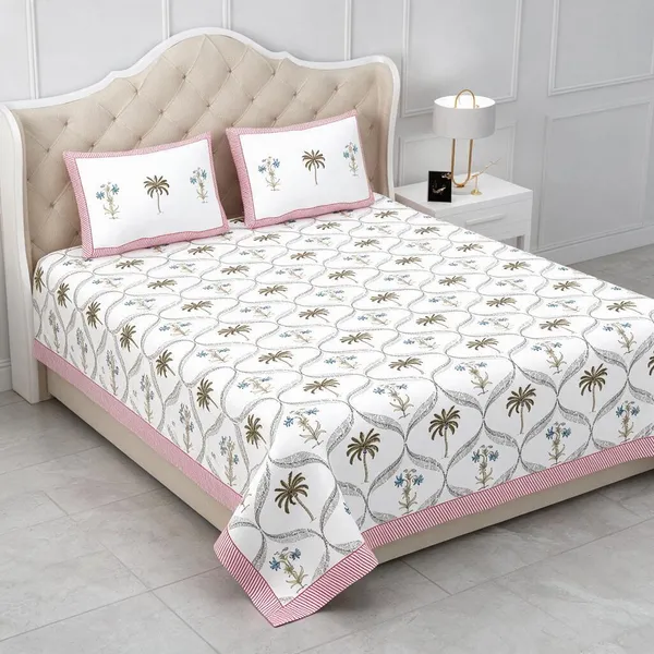 Pink_Floral_Print_King_Size_Bedsheet_Set