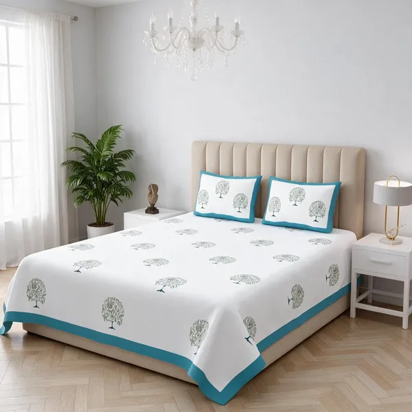 Sky_Blue_Tree_Print_King_Size_Bedsheet