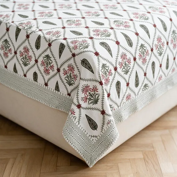 Sage_Green_Printed_Floral_Paisley_King_Size_Bedsheet
