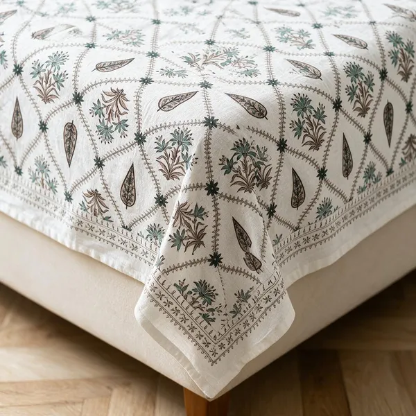 Teal_Bohemian_Floral_Print_King_Size_Bedsheet